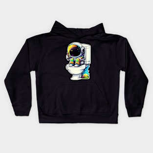 Colorful Astronaut on Toilet Sticker #3 Kids Hoodie